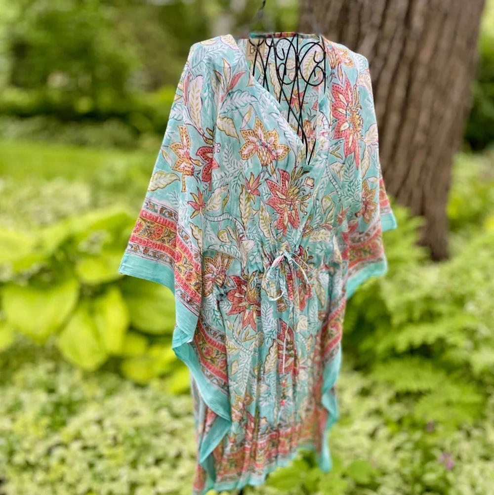 NWT Blue Floral Kimono Cover-Up Tunic